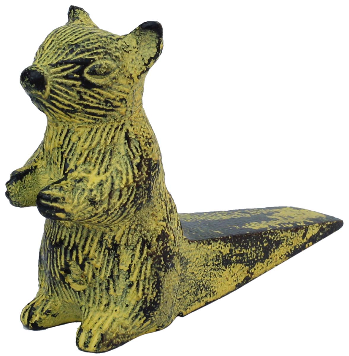 Buy in Bulk Wholesale Squirrel Door Stopper - Solid & Heavy Wedge Style Stopper - Cast Iron with Distressed Yellow-Green & Black Patina - Shabby Chic Home Decor & Accessories & Supplies